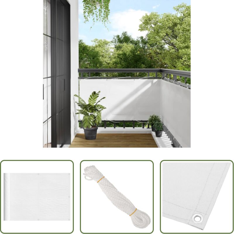 Sichtschutz Balkon - Balkon-Sichtschutz Weiß 75x700 cm 100 % Polyester-Oxford