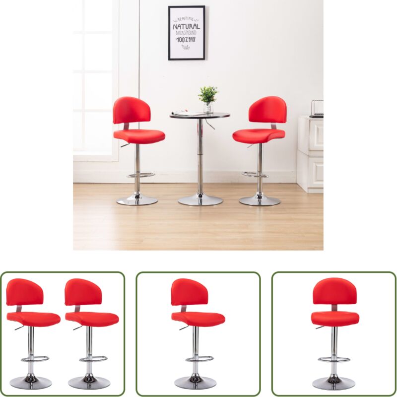 vidaXL Barhocker Kunstleder - Barhocker 2 Stk. Rot Kunstleder