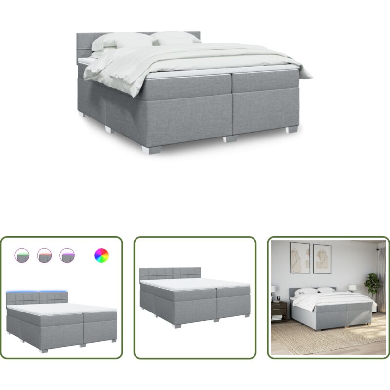 Matratze - Boxspringbett mit Matratze Hellgrau 200x200 cm Stoff