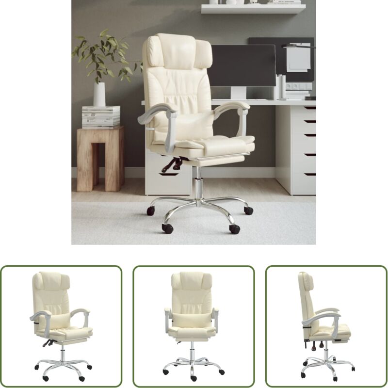 Massage-Bürostuhl - Bürostuhl mit Massagefunktion Creme Kunstleder