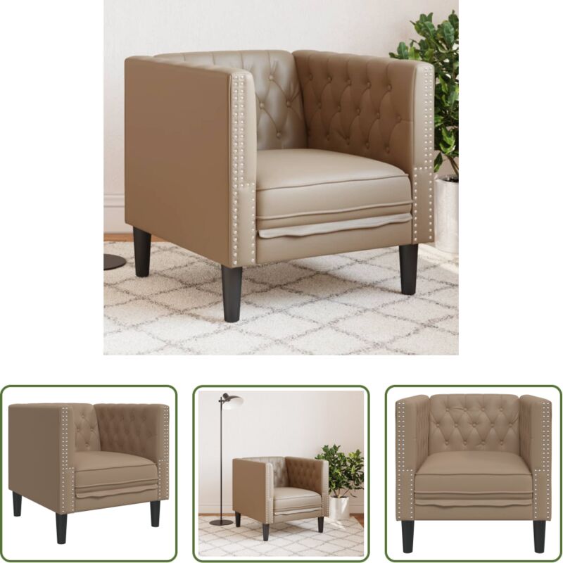 Kunstleder Sessel - Chesterfield-Sessel Cappuccino Kunstleder