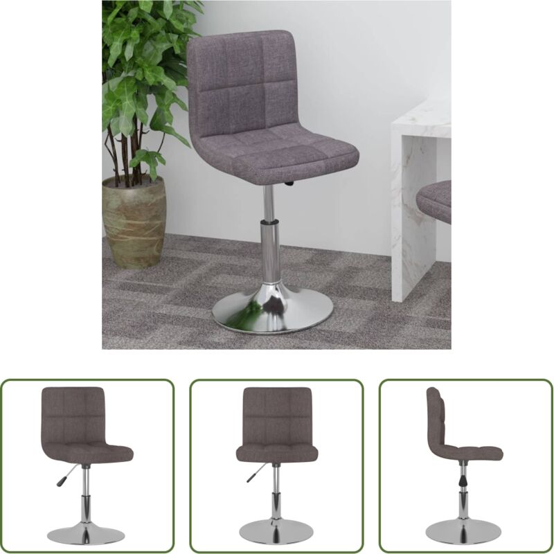 vidaXL Barhocker mit Gasdruckfeder - Drehbarer Barhocker Taupe Stoff