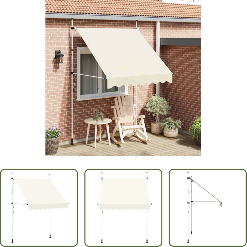 Handbetriebene Markise - Einziehbare Markise Handbetrieben 200 cm Cremeweiß