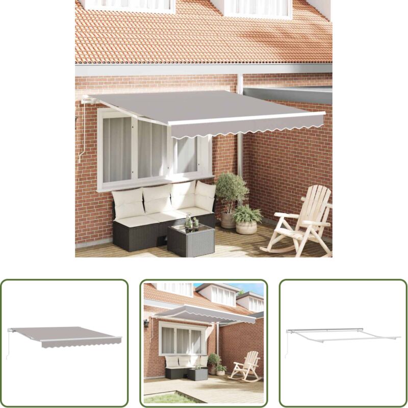 vidaXL Markise 350 x 250 cm - Einziehbare Markise Hellgrau 350 x 250 cm