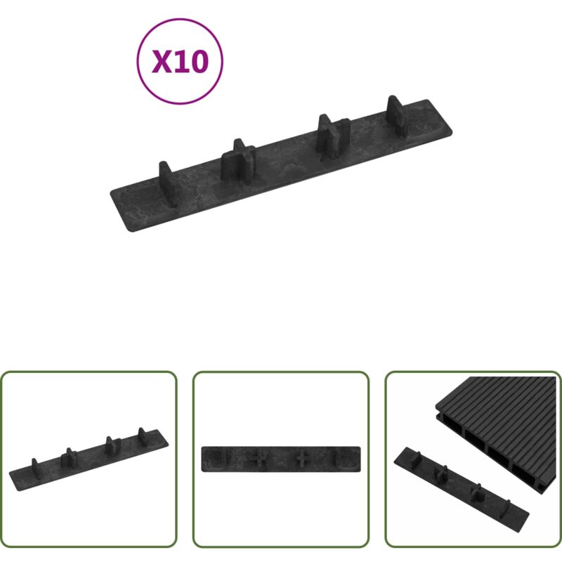 Terrassendielen Endstück - Endkappen für Terrassendielen 10 Stk. Schwarz Kunststoff