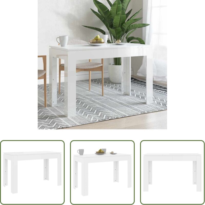 Holz Esstisch - Esstisch Hochglanz-Weiß 120x60x76 cm Holzwerkstoff