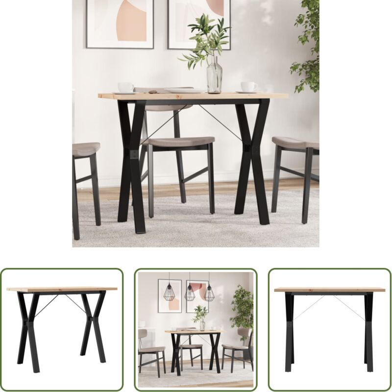 Holz Esstisch - Esstisch Y-Gestell 100x50x75,5 cm Massivholz Kiefer & Stahl