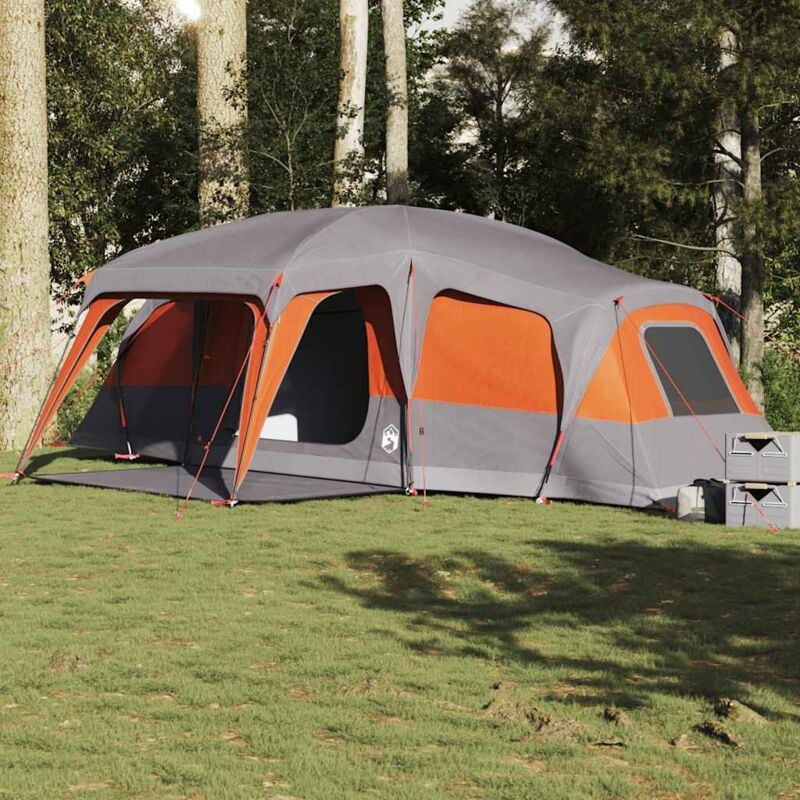 Maisonchic - vidaXL Familienzelt mit Vorzelt 9 Personen Grau und Orange Wasserdicht