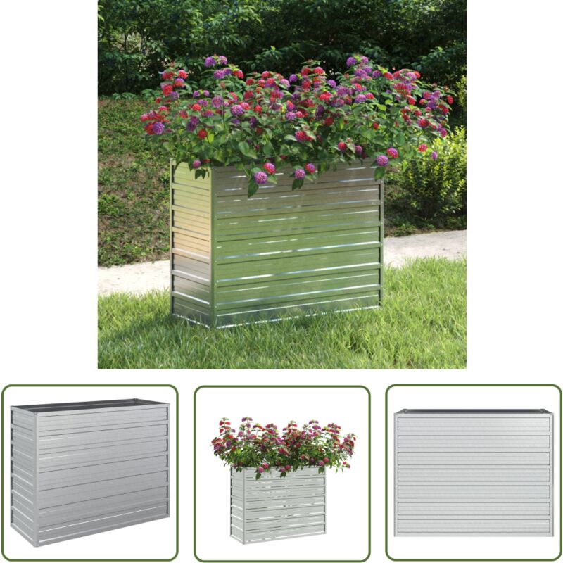 Doc&et² - The Living Store Garten-Hochbeet 100x40x77 cm Verzinkter Stahl Silber - Gartengefäße - Hochbeet - Stahlteich - Pflanzbehälter - Blumengarten