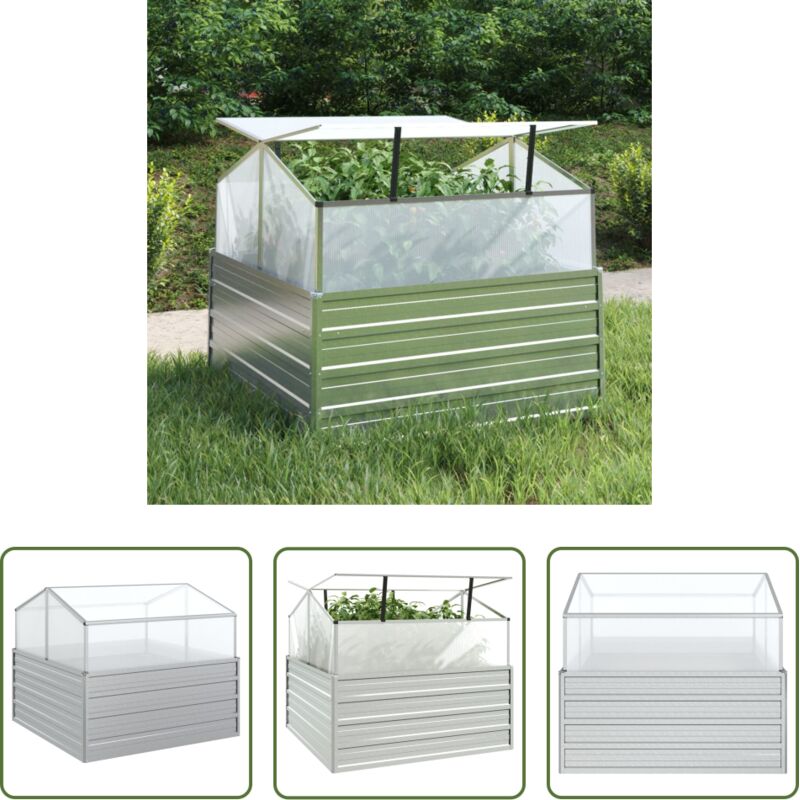 Hochbeet mit Gewächshaus - Garten-Hochbeet mit Gewächshaus 100x100x85 cm Silber