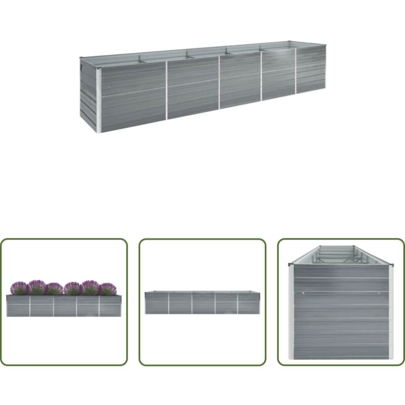 Hochbeet - Garten-Hochbeet Verzinkter Stahl 400×80×77 cm Grau