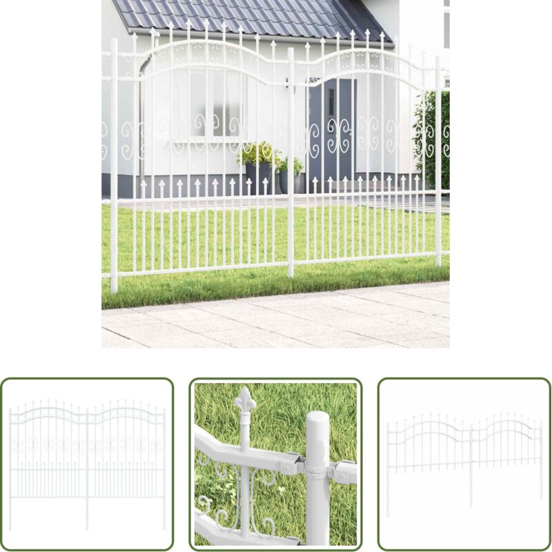 Gartenzaun Weiß - Gartenzaun Weiß 240 x 202,5 cm Pulverbeschichteter Stahl