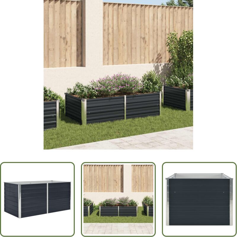 vidaXL Hochbeet Stahl - Hochbeet 160 x 80 x 45 cm Verzinkter Stahl Anthrazit