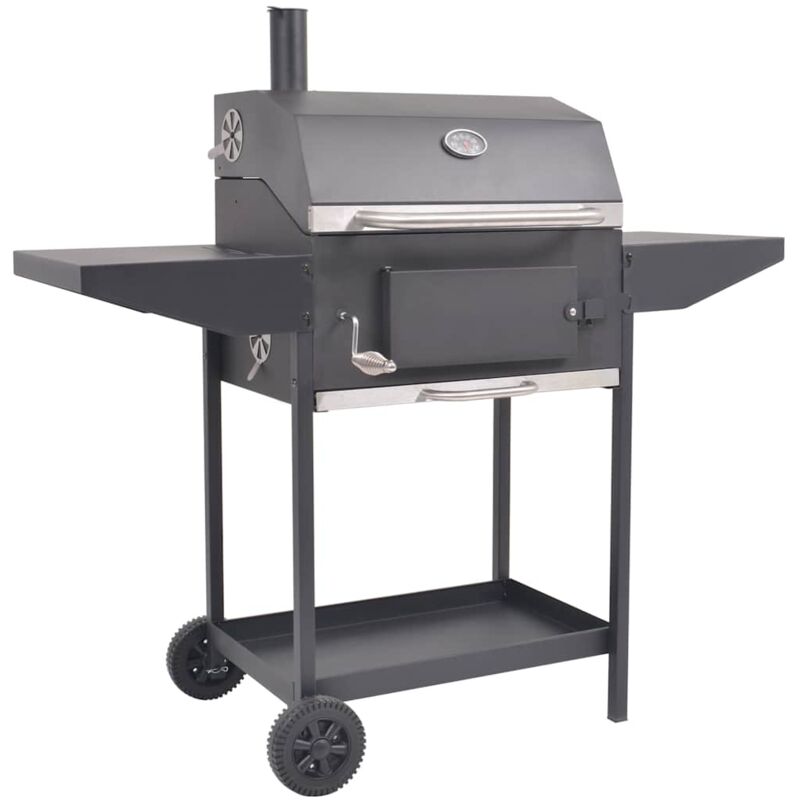 Holzkohlegrill Smoker mit Ablage Schwarz Vidaxl