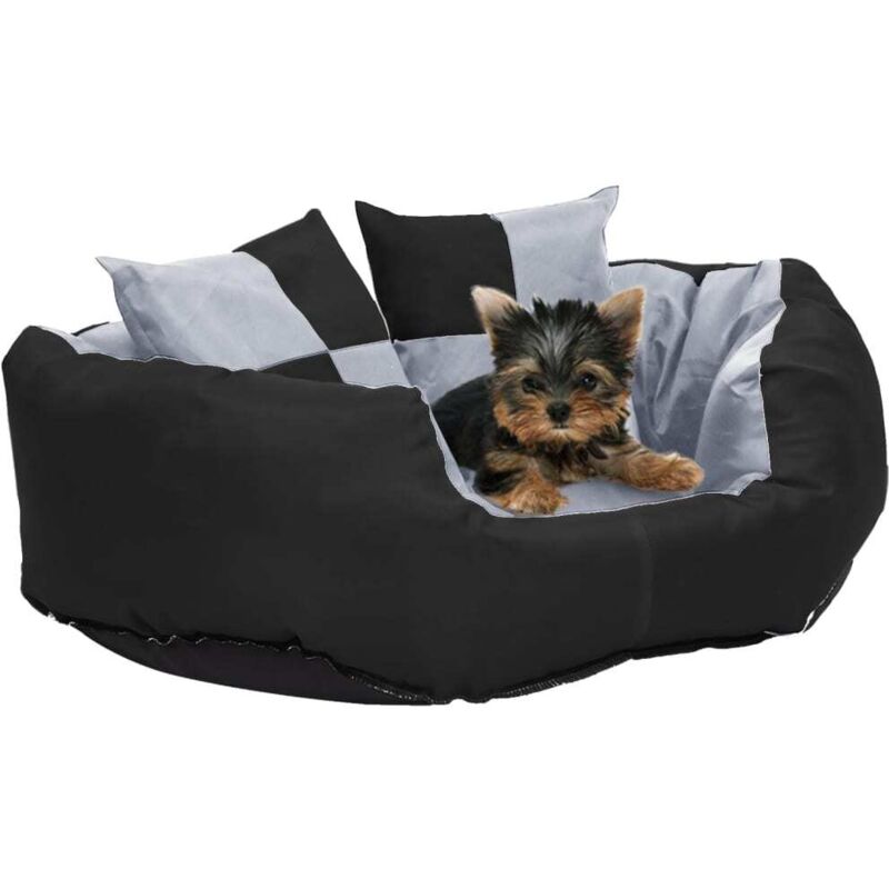 Wendbares & waschbares Hundekissen Grau und Schwarz 65x50x20 cm vidaXL