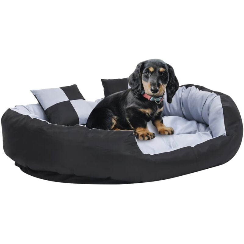Hundekissen Wendbar und Waschbar Grau und Schwarz 110x80x23 cm Vidaxl