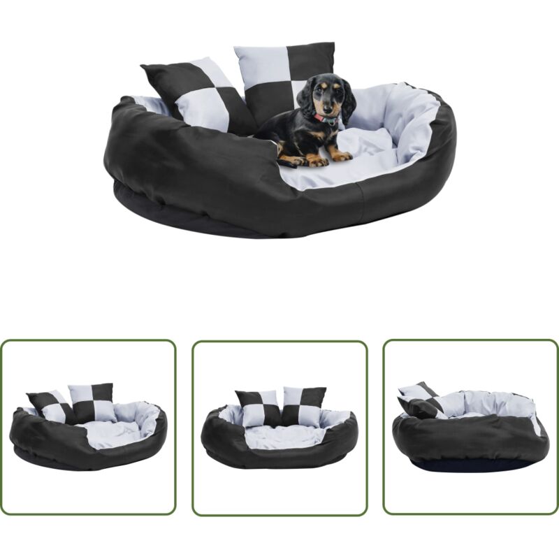 Wendbares & waschbares Hundekissen Grau und Schwarz 85x70x20 cm Vidaxl