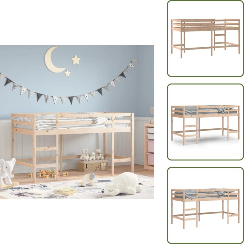 The Living Store Kinderhochbett mit Leiter 80x200 cm Massivholz Kiefer - Hochbett mit Leiter