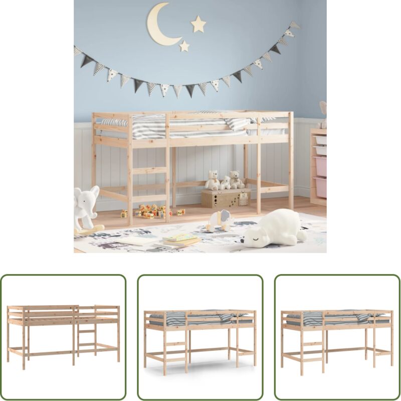 Hochbett mit Leiter - Kinderhochbett mit Leiter 80x200 cm Massivholz Kiefer