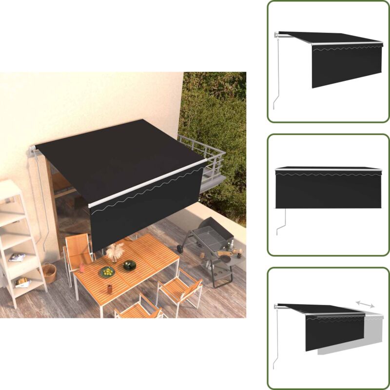 Markise mit Fernbedienung - vidaXL Markise Automatisch Einziehbar mit Volant 3,5x2,5 m Anthrazit - Markise Anthrazit