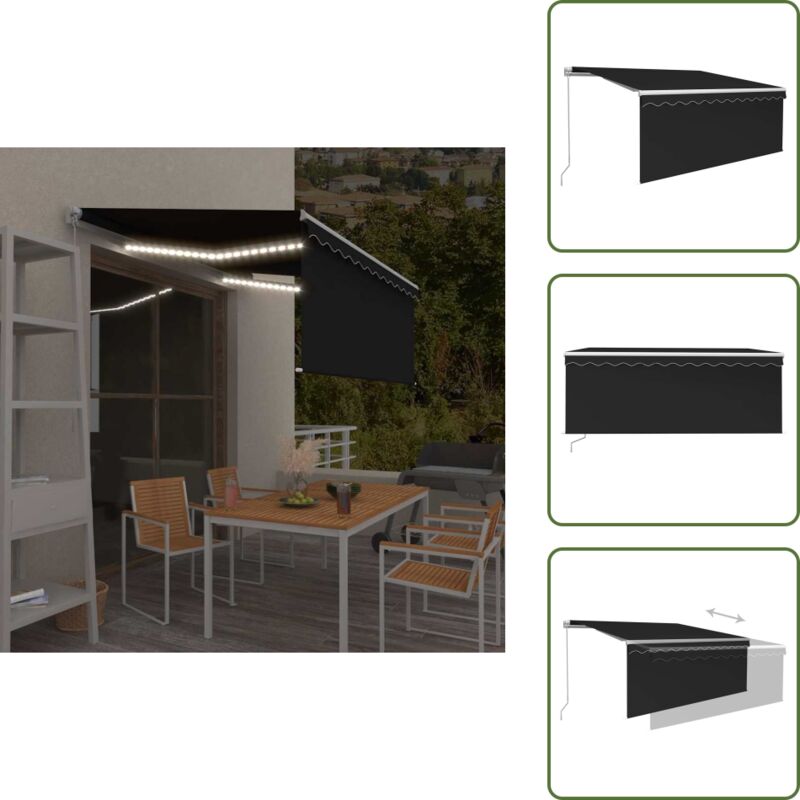 Markise Anthrazit - vidaXL Markise Manuell Einziehbar mit Rollo LED 3,5x2,5m Anthrazit - Markise Außenbereich
