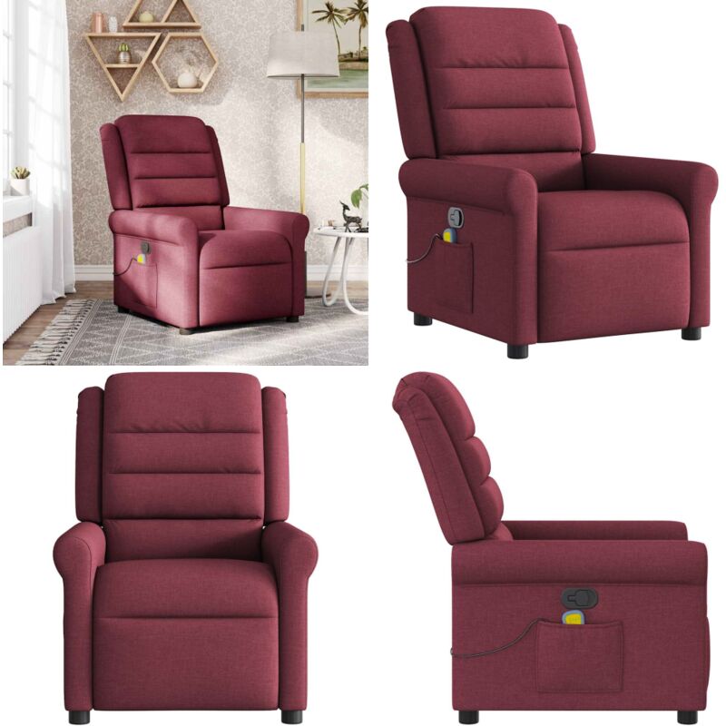 vidaXL Massagesessel Weinrot Stoff