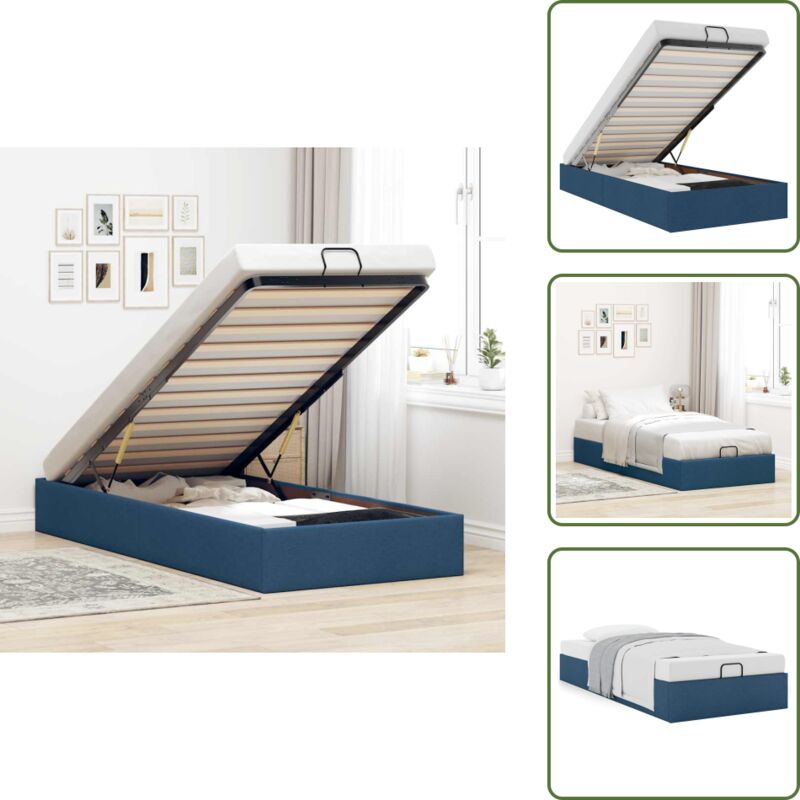 The Living Store Ottoman-Bett ohne Matratze Blau 80x200 cm Stoff - Stauraum unter Bett
