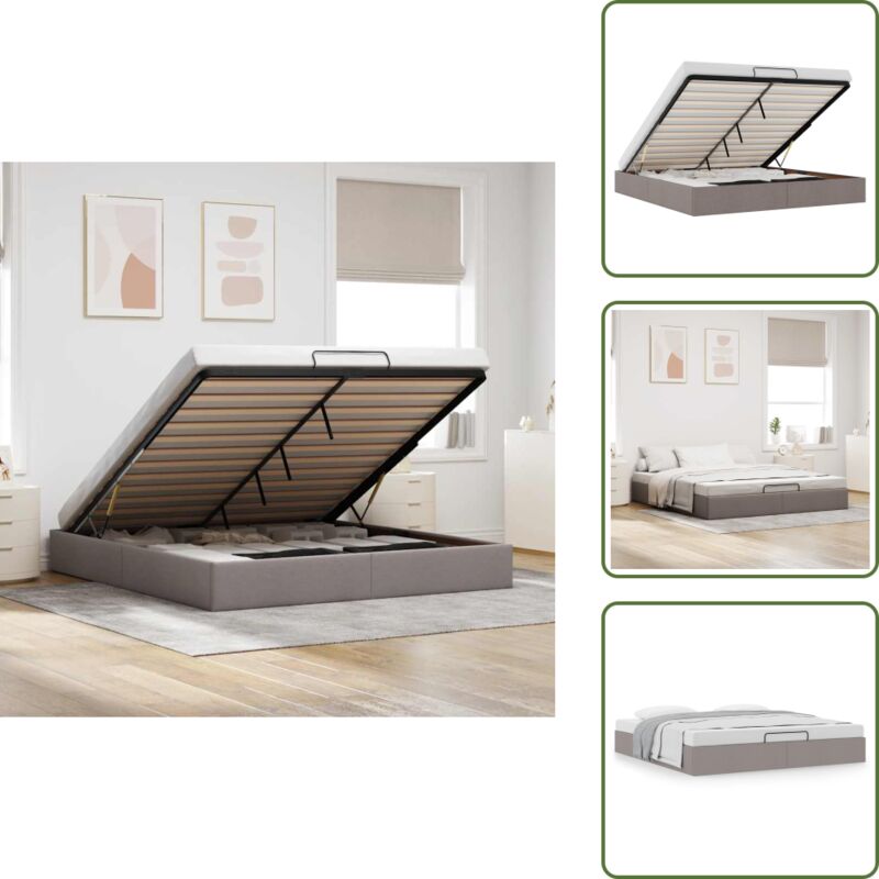 The Living Store Ottoman-Bett ohne Matratze Taupe 180x200 cm Stoff - Stauraum unter Bett