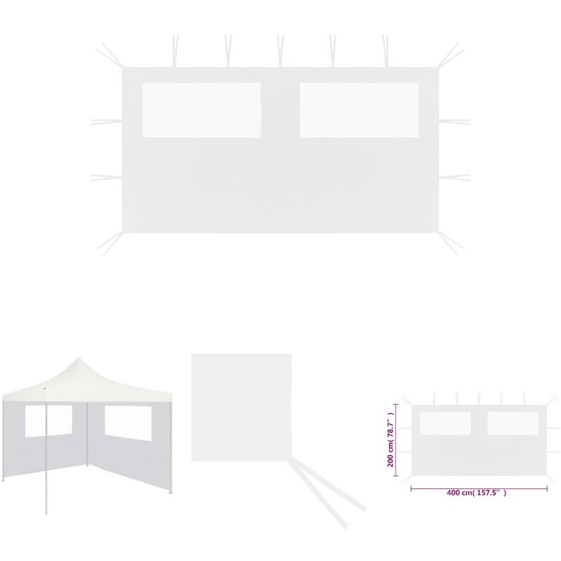 Devenirriche - The Living Store Pavillon-Seitenwand mit Fenstern 4x2 m Weiß - Pavillon-Rahmen - Weiß