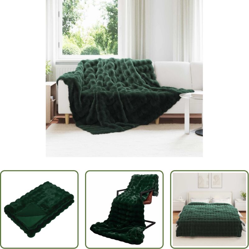 Kunstfell Decke - Rutschfeste Kunstfell Decke Olite Dunkelgrün 240 x 270 cm