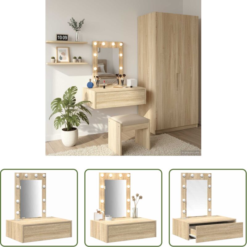 Schminktisch mit Spiegel - Schminktisch mit Schubladen Braun 60 x 40 x 70 cm Holzwerkstoff