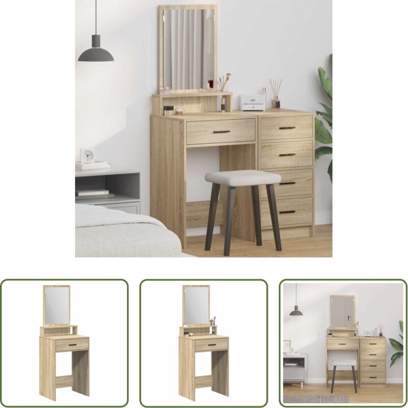 vidaXL Schminktisch mit Spiegel - Schminktisch Sonoma-Eiche 50 x 41 x 140 cm Holzwerkstoff