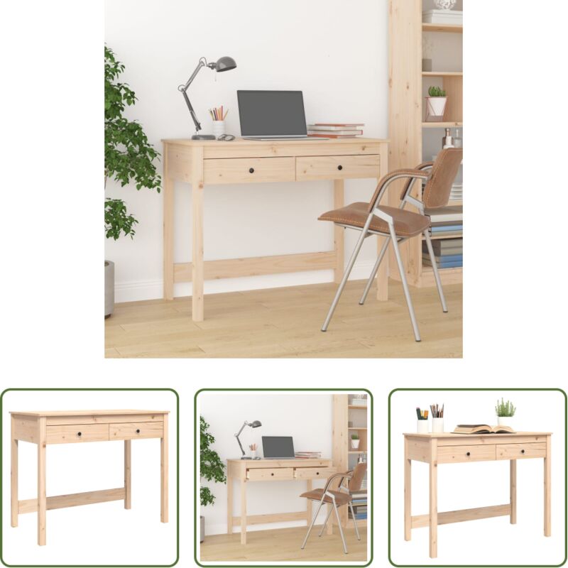 vidaXL Schreibtisch mit Schubladen - Schreibtisch mit Schubladen 100x50x78 cm Massivholz Kiefer