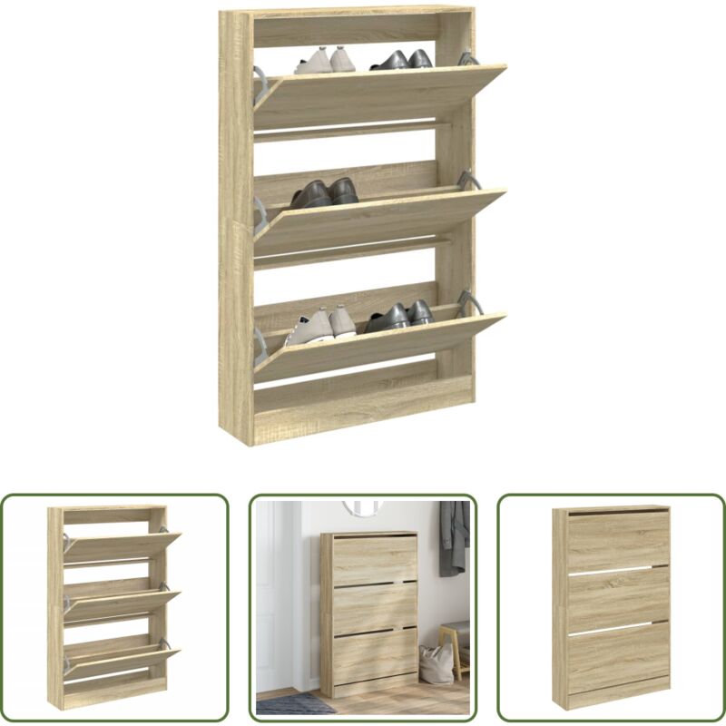 vidaXL Schuhschrank für kleine Räume - Schuhschrank Sonoma-Eiche 80x21x125,5 cm Holzwerkstoff