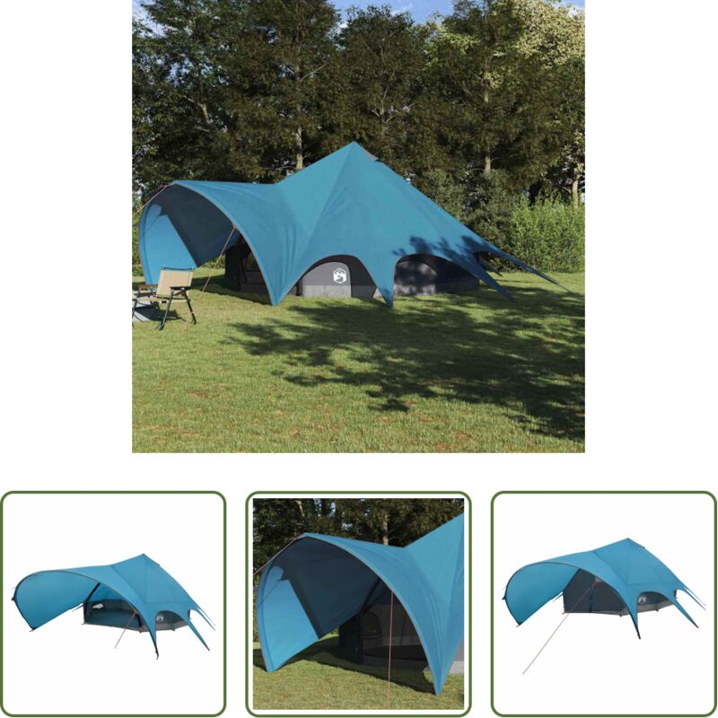 vidaXL Camping-Zelt - Teepee Zelt für 9 Personen Blau und Grau 600 x 600 x 347 cm