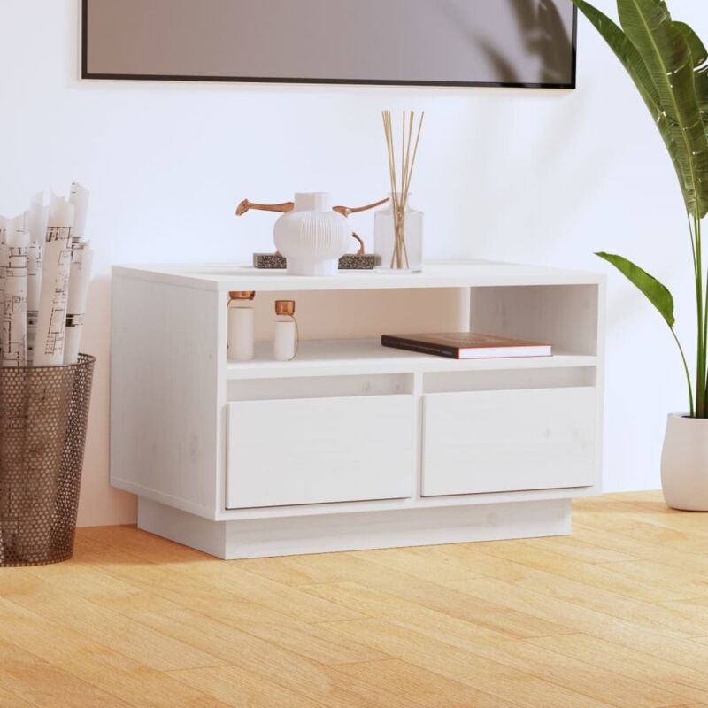 Vidaxl - TV-Schrank Weiß 60x35x37 cm Massivholz Kiefer