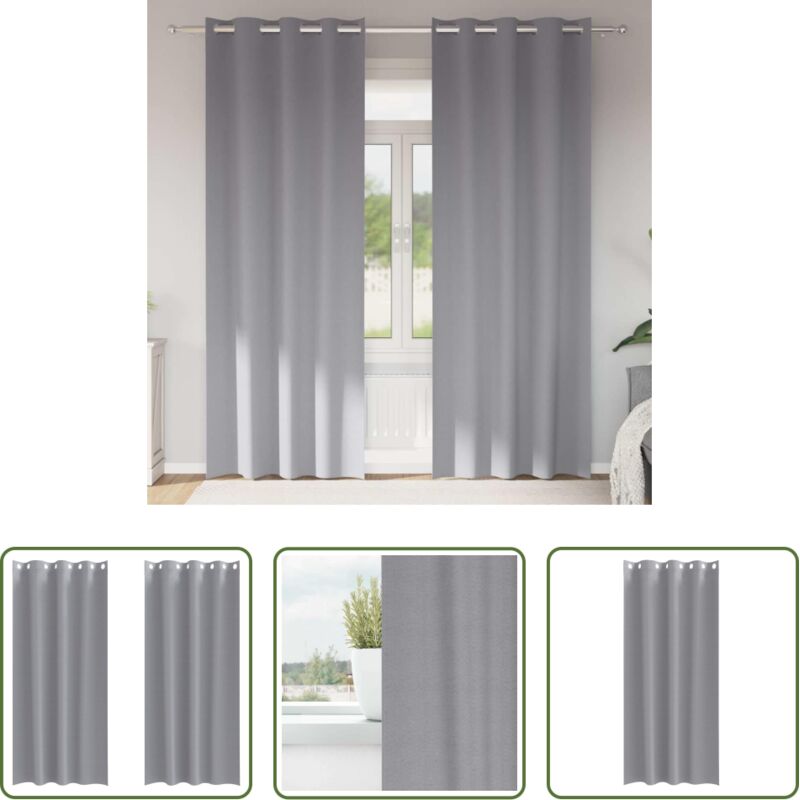 Fenster Vorhänge - Verdunkelungs-Vorhänge mit Ringen 2 pcs Hellgrau 225 x 140 cm