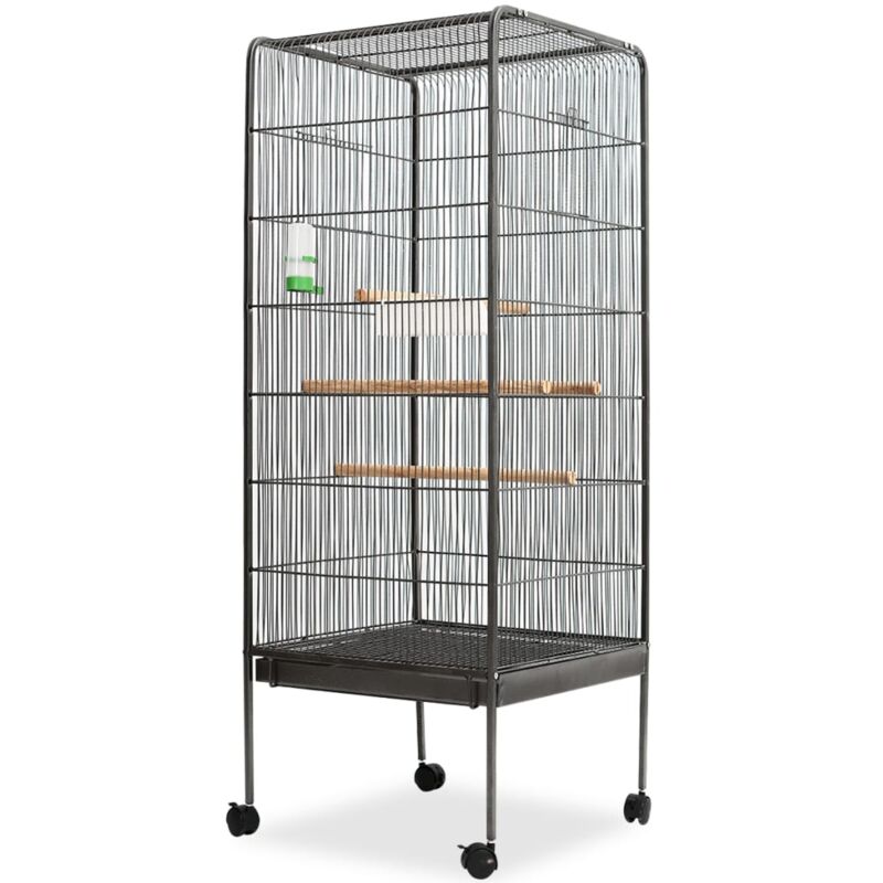 Vogelkäfig Schwarz 54x54x146 cm Stahl - Vidaxl