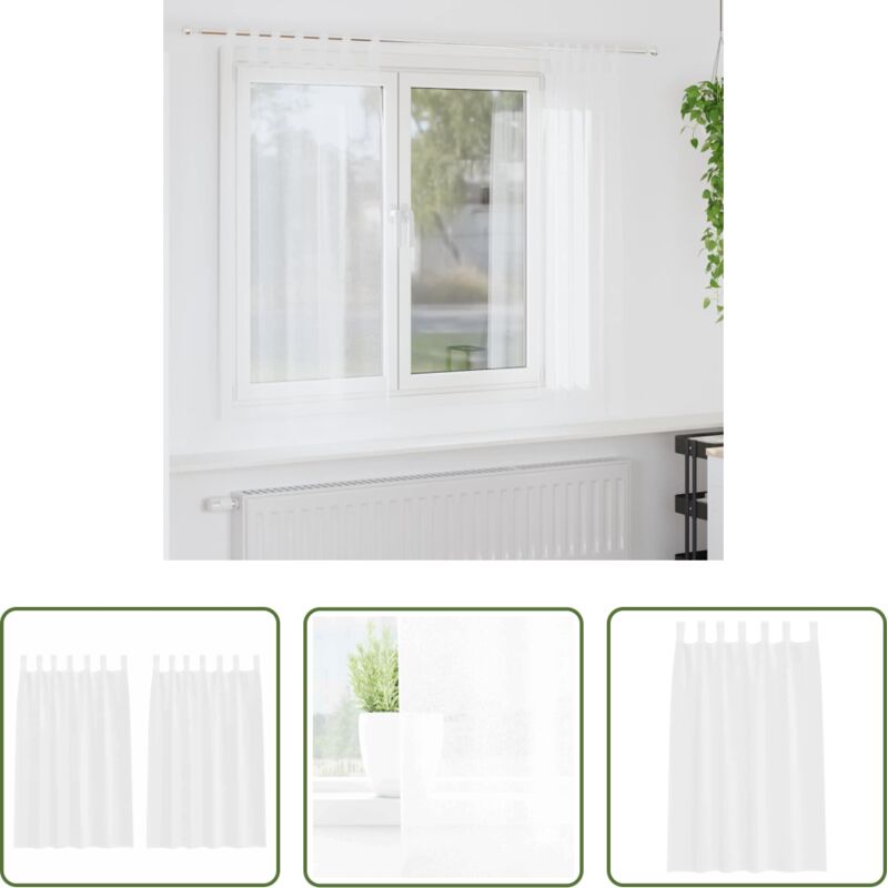 Voile Vorhang - Voile-Vorhang mit Vorhängen 2 pcs Weiß 175 x 140 cm Polyester