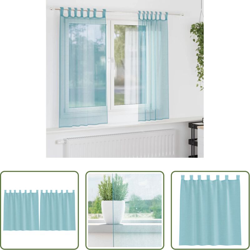 Türkis Vorhänge - Voile Vorhänge mit Schlaufen 2 Stk. Türkis 140x140 cm