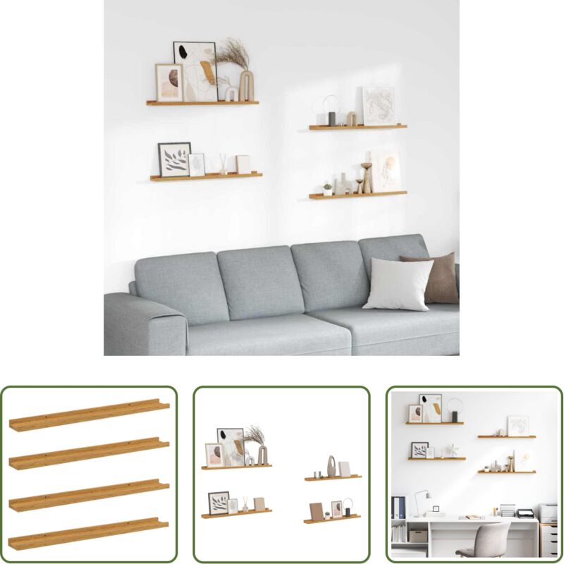 Wandregal Beige - Wandregal mit Regal 4 pcs Beige 80 x 9 x 3 cm Holzwerkstoff