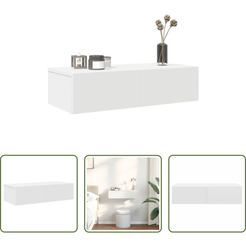 Wandregal mit Schubladen - Wandregal mit Schubladen Weiß 60x26,5x15 cm Holzwerkstoff