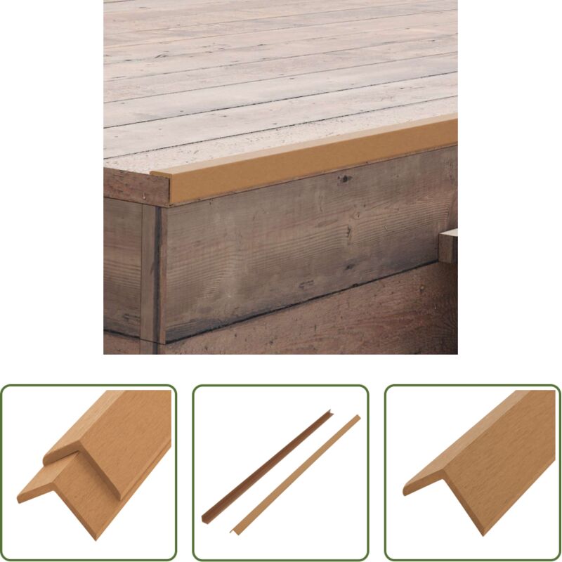 Terrassendielen - Winkelleisten 5 Stk. WPC 170 cm Teakholzfarbe