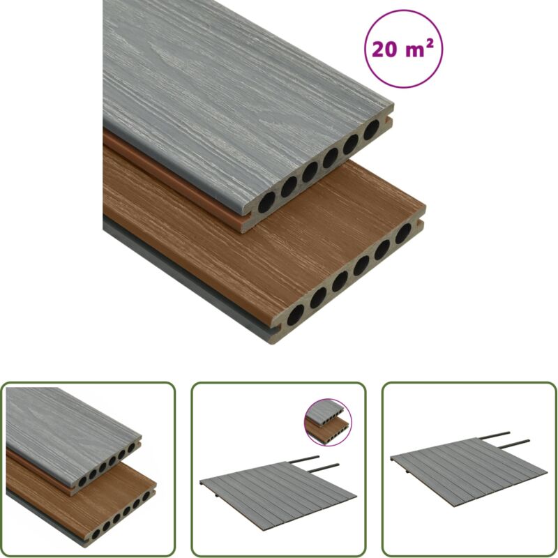 WPC Terrasse - WPC Terrassendielen mit Zubehör Braun und Grau 20 m² 2,2 m