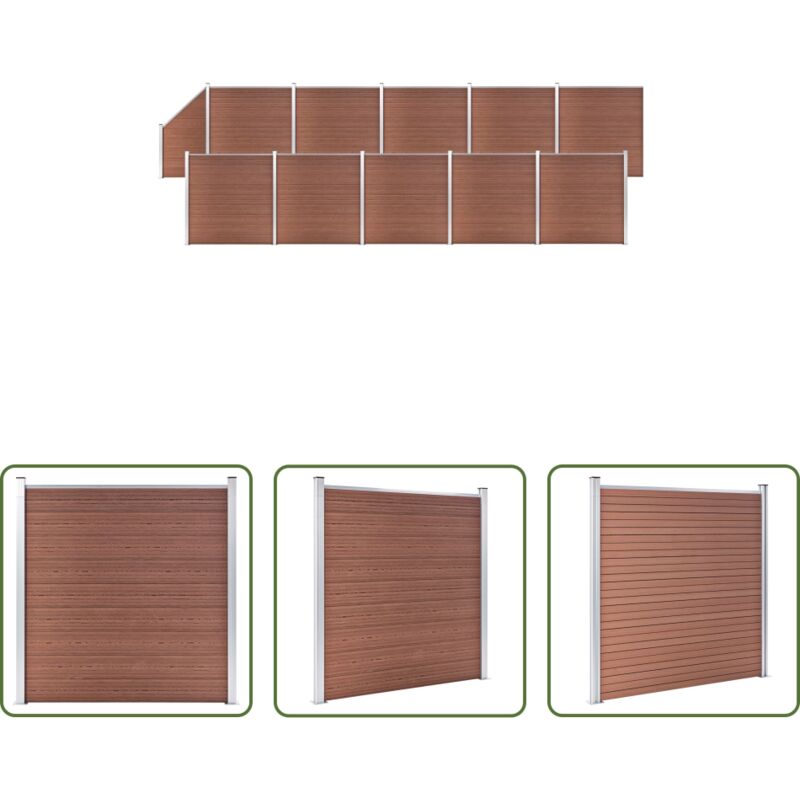 WPC-Zaun - WPC Zaun-Set 10 Quadrate + 1 Schräge 1830x186 cm Braun