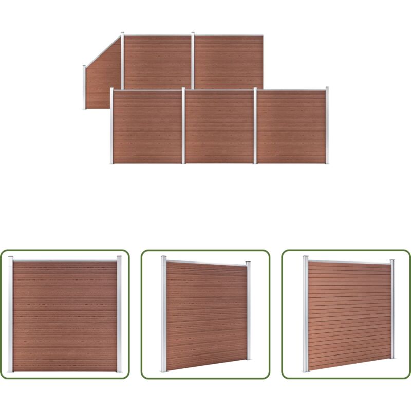 WPC-Zaun - WPC Zaun-Set 5 Quadrate + 1 Schräge 965x186 cm Braun