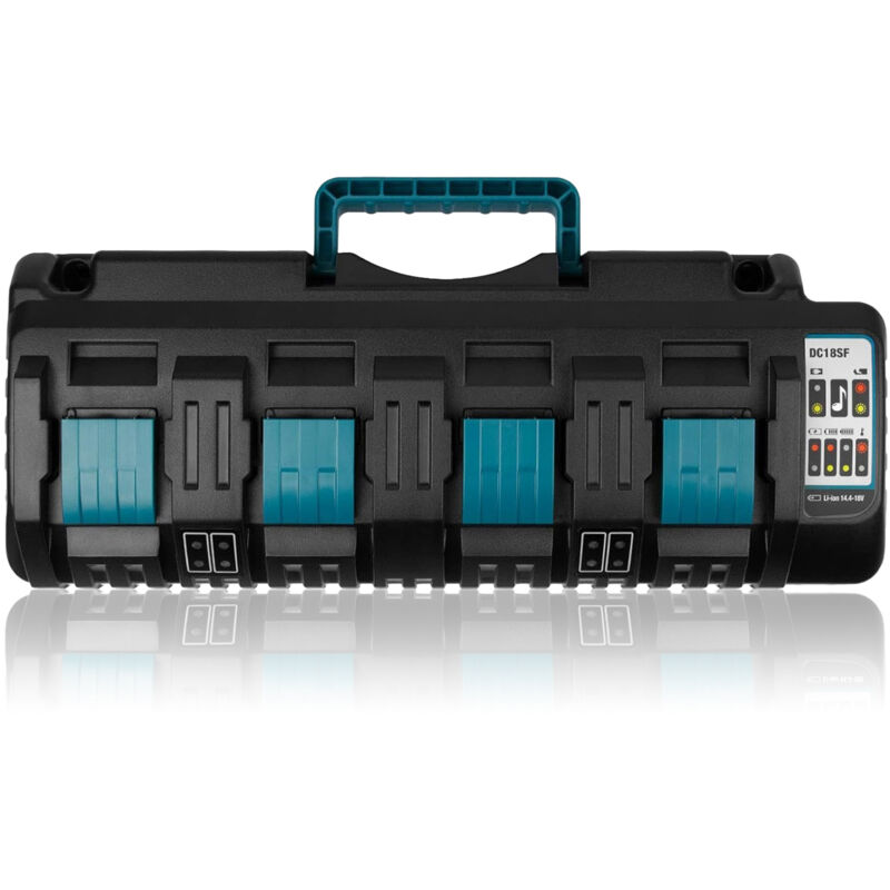 Vierfach-Ladegerät DC18SF für Makita 14,4V / 18V LXT Serie Akkus, 4-fach Schnellladegerät für Makita BL1850 BL1440