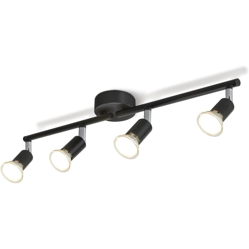 Vierflammige LED-Deckenleuchte, um 330° drehbar, ideal für Schlafzimmer, Küche oder Flur, GU10-Leuchtmittel, schwarz (Leuchtmittel nicht enthalten)