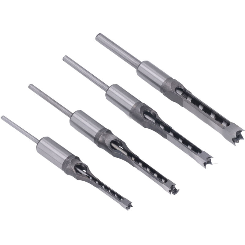 Vierkant-Bohrer-Set für die Holzbearbeitung, verschleißfester HSS-Fräser (1/4 Zoll, 5/16 Zoll, 3/8 Zoll, 1/2 Zoll), idealer Aufsatz für