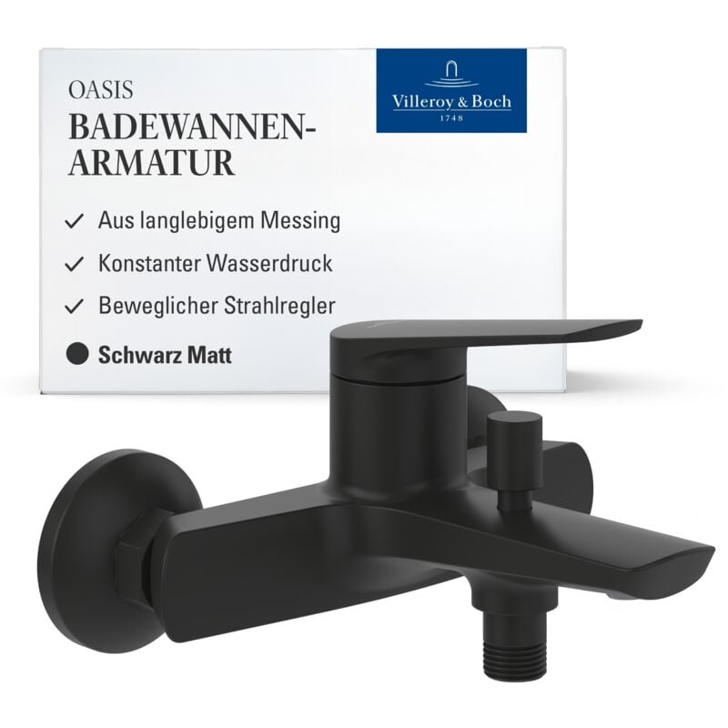 Villeroy&boch - Oasis Badewannenarmatur Aufputz, Wasserhahn Badewanne mit Rückflussschutz und Umstellfunktion, Mischbatterie Badewanne mit